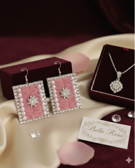 Šité dizajnové náušnice "Bella Rosa"